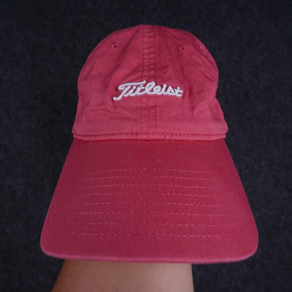 Titleist Golf Hat Women Adjustable Pink Red Excellent Embroidered Logo Cap